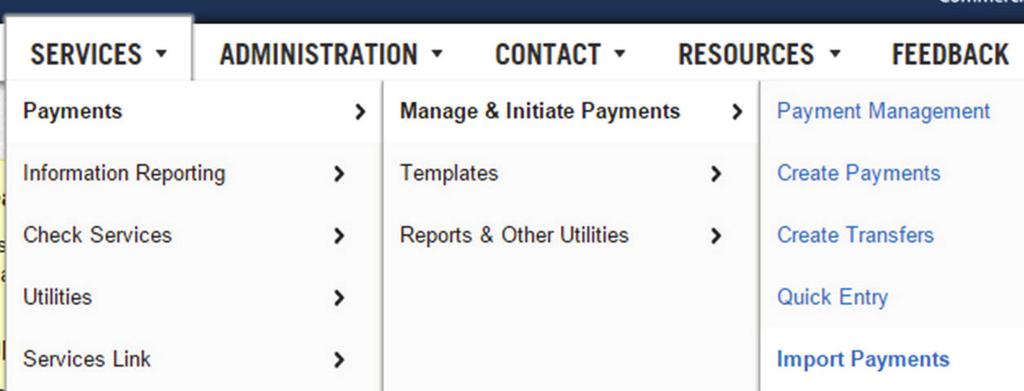 Creating a New Freeform International Wire Transfer Click Create Payment under the Services g Payments menu or from the bottom of the Payment Management screen.