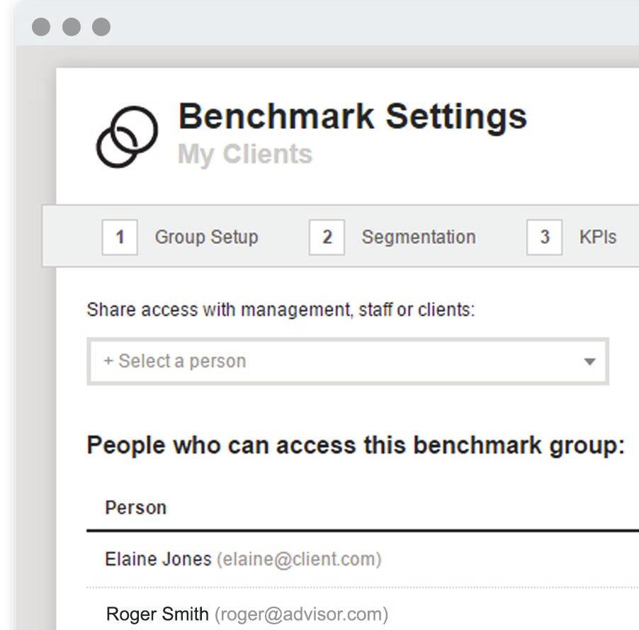 BENCHMARK SETTINGS Step 4: Permissions Here