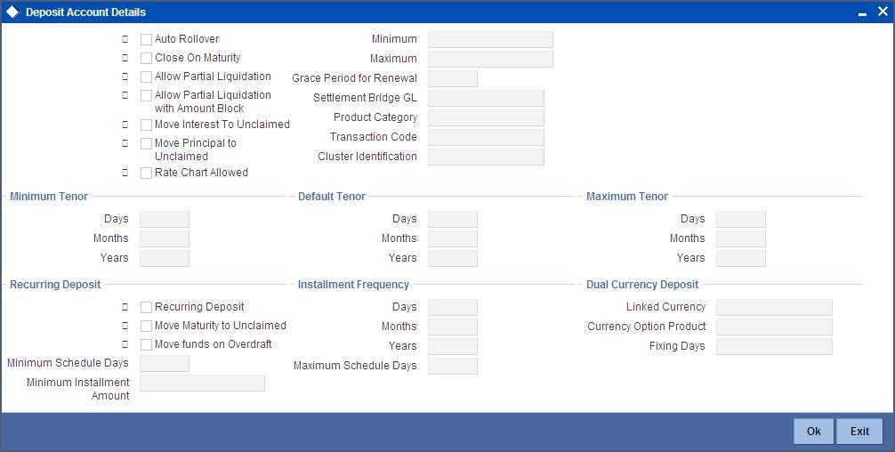 Select the applicable customer status to indicate whether deposit product is available to minors or not.