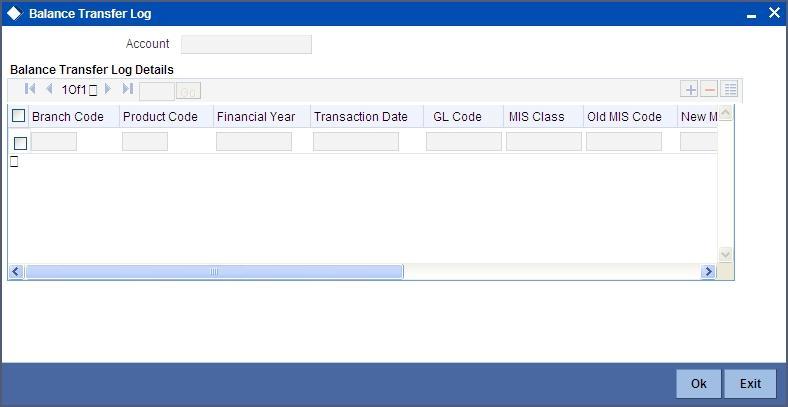 5.6.2 Viewing Transfer Log Click Transfer Log button on the Management Information System screen and invoke the Balance Transfer Log screen.