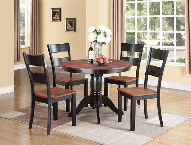 00 8202 BLACK & CHERRY PEDESTAL TABLE 8202-RDIN-5PC ROUND TABLE W/ 4 CHAIRS $ 511.10 $ 888.