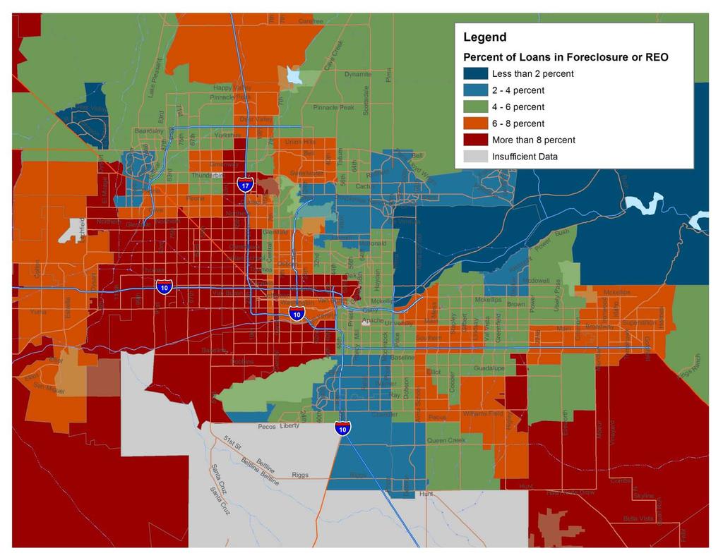 Phoenix Data Maps Areas Affected by Concentrated Foreclosures February 2011