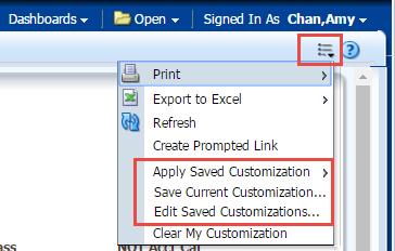 d. Save Custmizatin After applying selected values and chsing clumn header labels and reprt view, save yur custmized reprt in Page Optin.