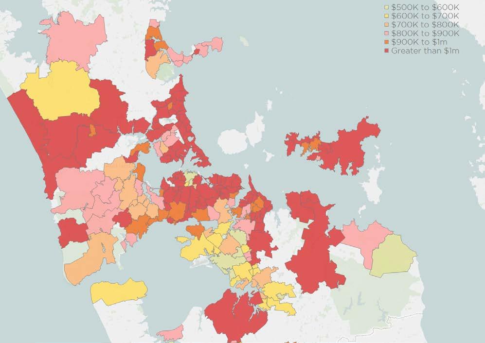 Current Auckland Suburb Values Median Value of Housing Stock 20 km 10 km Slight drops in value have not changed a picture of widespread unaffordability in Auckland.