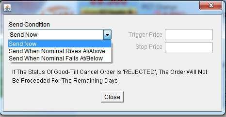 At the Order Input Screen, click on the condition box as shown below: A condition