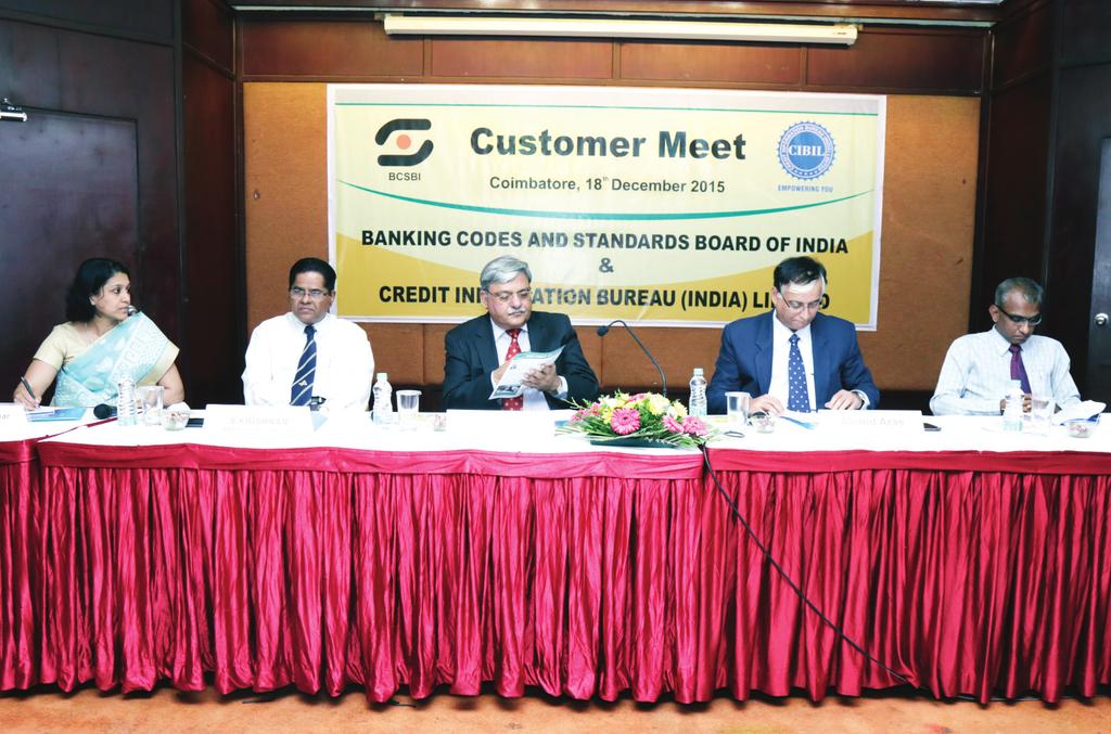 Banking Codes and Standards Board of India Attending the customer meet at Coimbatore are from left Smt.