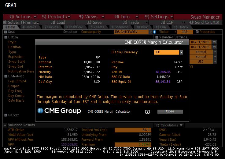 CME CORE Margin Calculator Users have the option to display initial margin in different currencies by selecting the Display