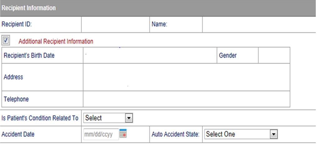 Additional Recipient Information Option Sections can be expanded by selecting all sections with Red