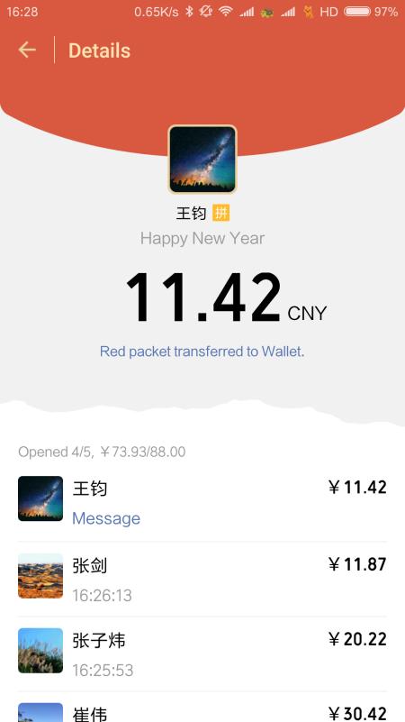 Red Packets Go Viral People can also send red packets embedded with the lucky draw feature to any chat group on WeChat.