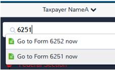 Click line 45 in Summary/ Print or search 6251 Input on Form 6251 May generate alternative minimum tax If so, out of scope Check Line 45 in Summary / Print view