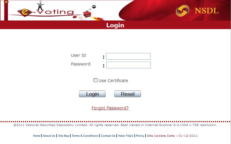 Issuer/R&T Agent Login: Login Screen: After selecting the