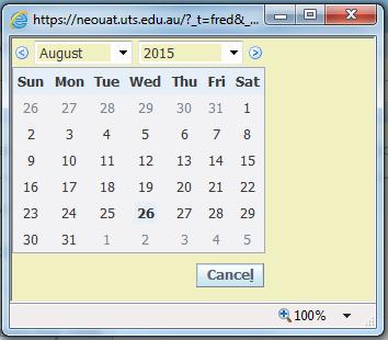 Alternatively, you can click on the calendar icon and select the required date from the pop up calendar window.