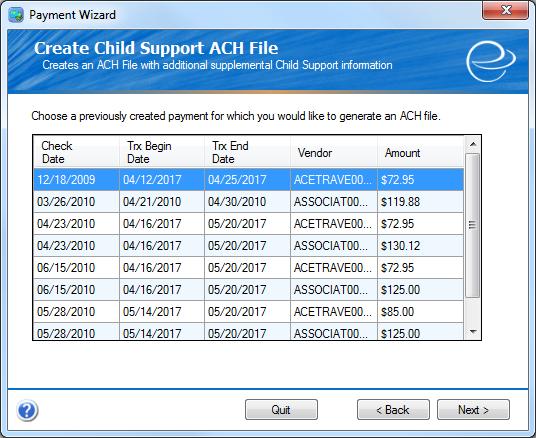 5. Create ACH File Now enter the requested information in any blank fields and click save.
