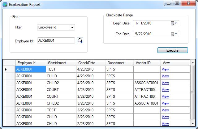 Create Explanation Report Selecting Create Explanation Report at the report generator screen will populate a tool that can generate a list of Garnishment Explanations within a given date range.