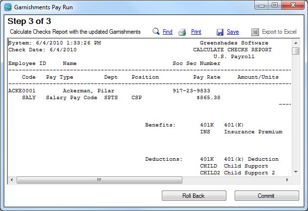7.3. Step 3 You will now see an updated Calculate Checks report that includes the information from the previous step.