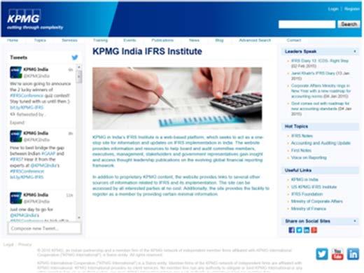 KPMG in India s IFRS Institute Relaunched KPMG in India is pleased to re-launch IFRS Institute - a web-based platform, which seeks to act as a wide-ranging site for information and updates on IFRS