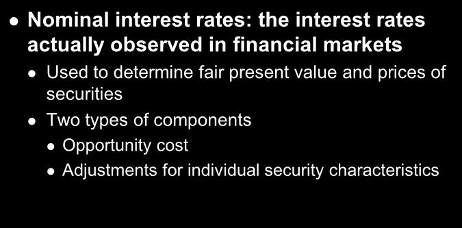 nominal and real interest rates?