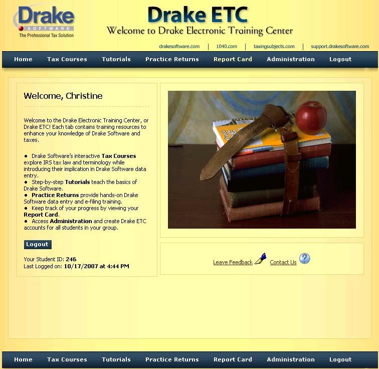 2007 DRAKE SOFTWARE Resources and Support 187 CREATING ETC STUDENT ACCOUNTS You can create student accounts immediately after creating an Admin account.