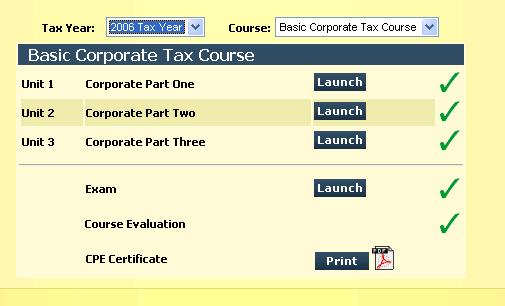 2007 DRAKE SOFTWARE Resources and Support 189 After you pass the test with a score of 80% or higher, a Launch button appears next to Course Evaluation. Click Launch to open the evaluation.