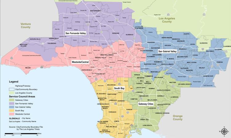 Service Councils to cover all regions, directly served by Metro San Fernando Valley Westside/Central Gateway Cities South