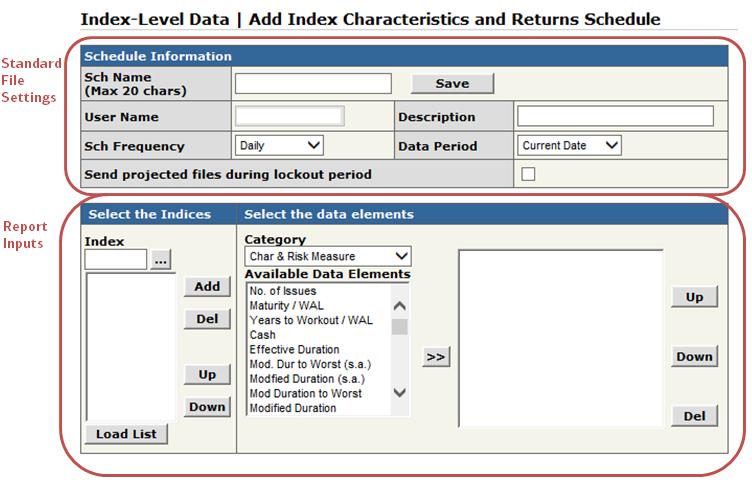 SET UP AUTOMATED INDEX AND CONSTITUENT DATA FEEDS... You can set up automated feeds of Index-Level, Bond-Level and Yield Curve data files using the Report Scheduler tool.