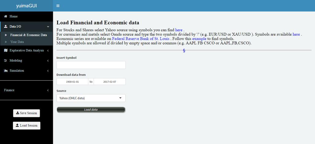 2.1 Financial & Economic Data In this section you can load financial and economic data from the Internet.