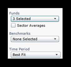 Select the fund(s) you want to compare in the search results by holding down the Ctrl key and clicking the fund(s). The Funds Comparison button will become available.