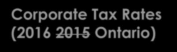 Corporate Tax Rates (2016 2015 Ontario) Small Business Corporations 0 - $500,000 15.5% -0.5%??? > $500,000 26.