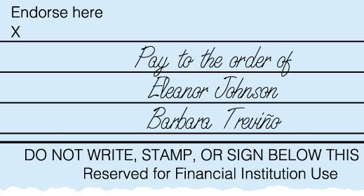 Barbara is allowing Eleanor Johnson to take ownership of her check.