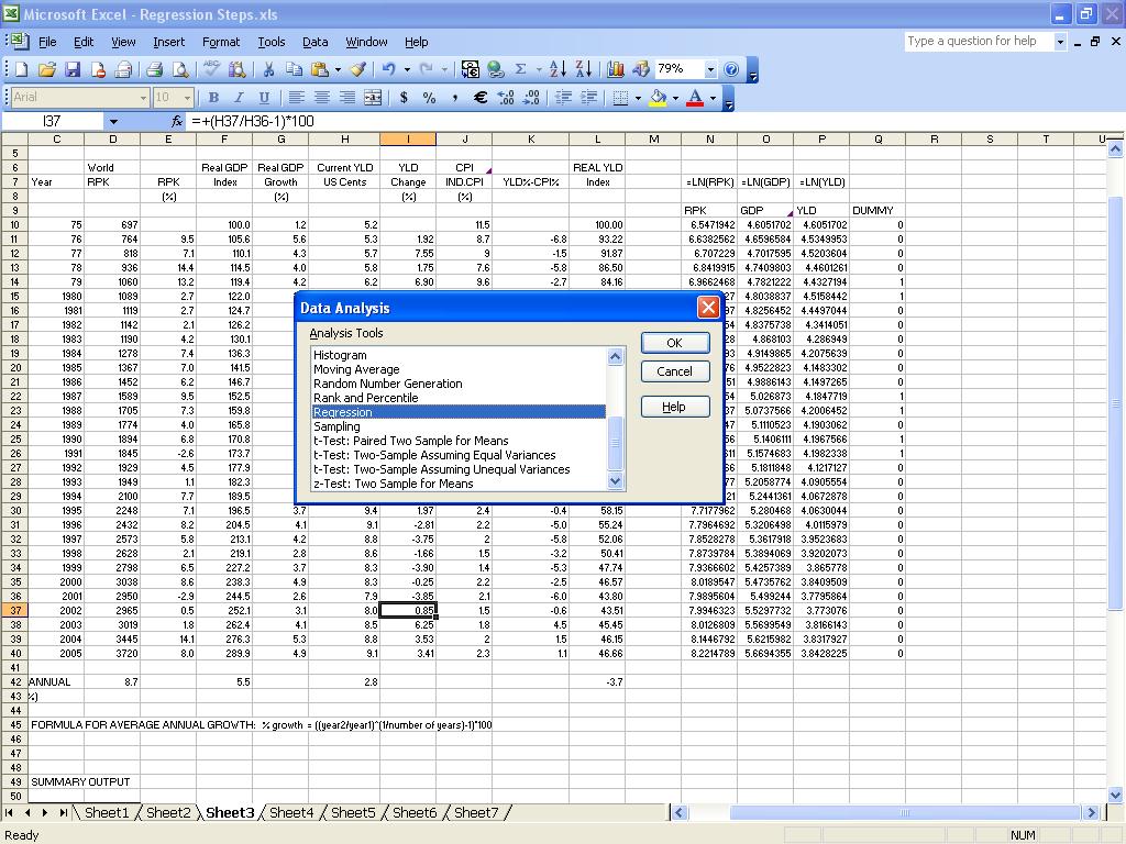 Figure 3 Step 5: Select the input data and parameters After selecting Regression, a new
