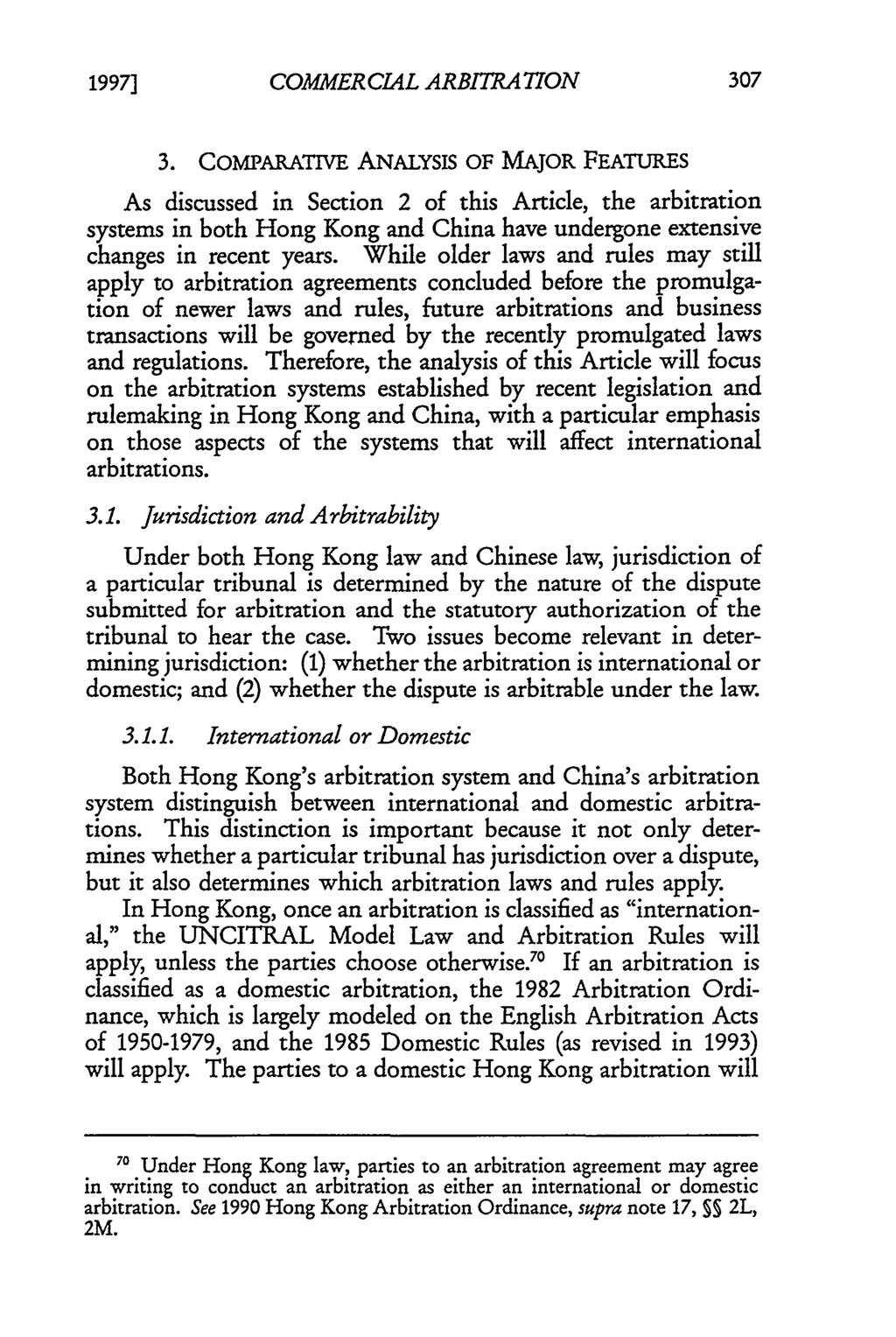 19971 Fishburne and Lian: Commercial Arbitration in Hong Kong and China: A Comparative Anal COMMER CIL ARBITRATION 3.