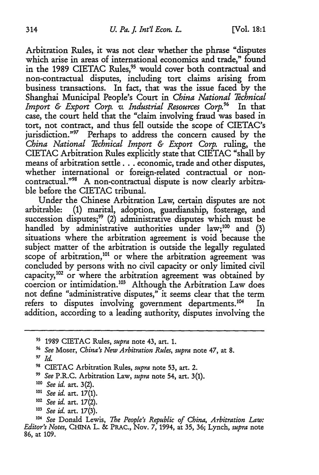 University of Pennsylvania Journal of International Law, Vol. 18, Iss. 1 [2014], Art. 13 U. Pa. J. Int'l Econ. L. [Vol.