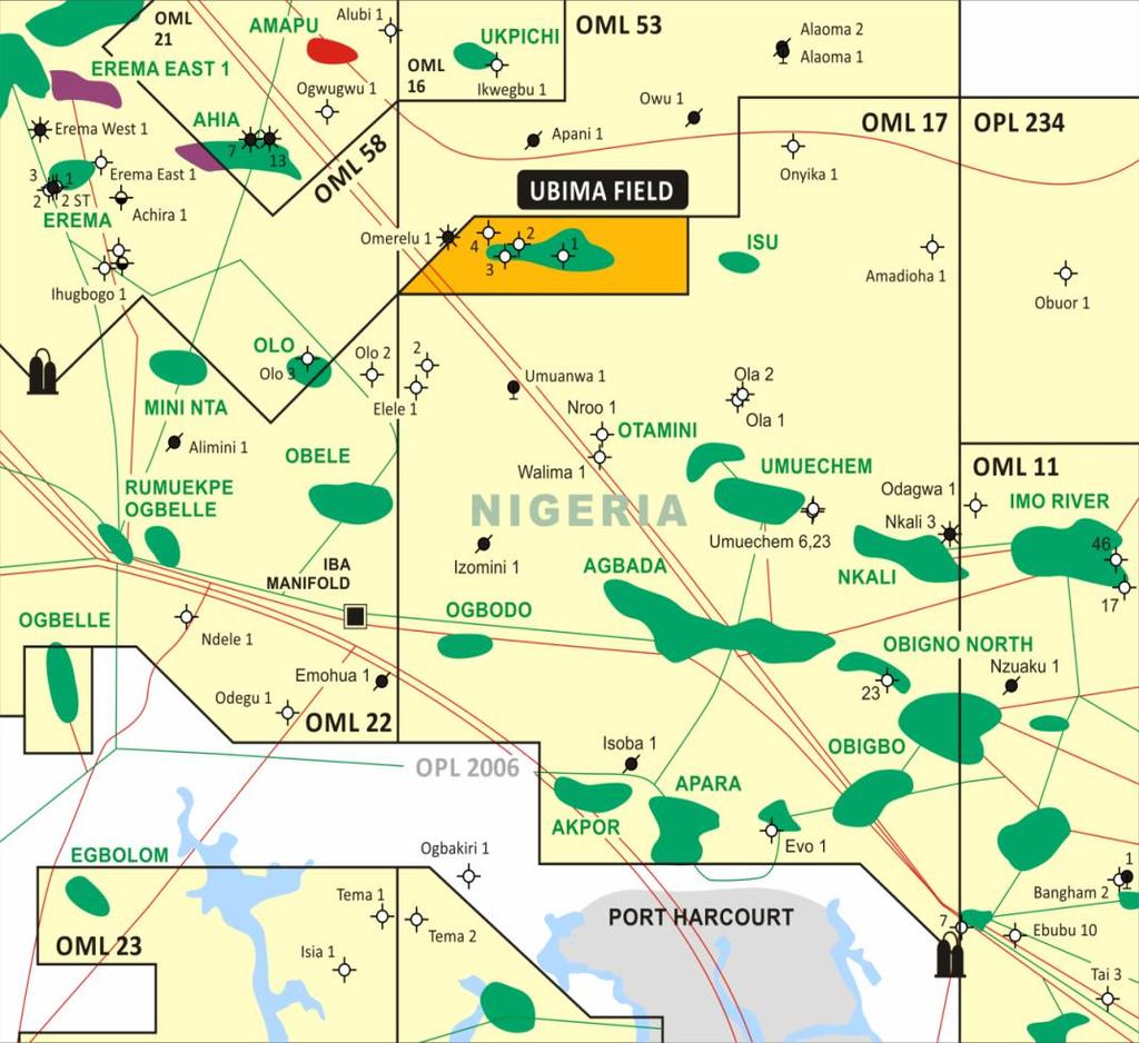 UBIMA ASSET OVERVIEW OPERATING CONTROL The license area is 64km 2, located onshore in the northern part of Rivers State and has been carved out of OML 17, operated by the Shell Petroleum