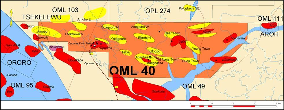 OML 40 2011 MAP Shell s original interpretation of OML 40 had 2P 180 mmbbls. Polobo was deemed to be a dry hole.