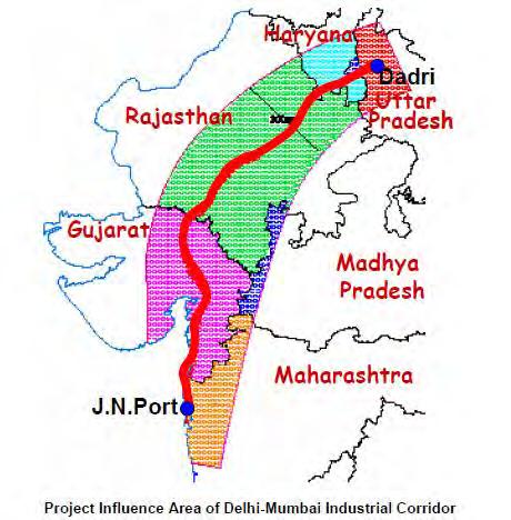 activity, DMIC region constitutes large industrial belts of the country such as Ghaziabad, Noida, Faridabad, Jaipur, Ahmedabad, Vadodara, Surat, Valsad, Vapi, Nashik, Thane and Pune besides Delhi and