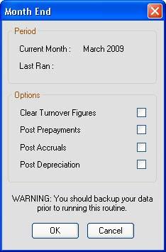 Company Tasks 2. Use the following check boxes to indicate which Month End postings you want to make.