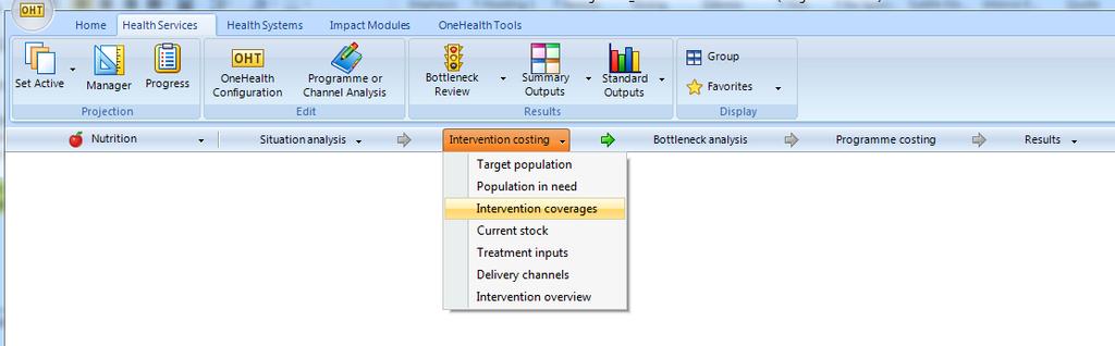 The targets for Intervention Coverage should be entered as part of the section called Intervention costing. 4.