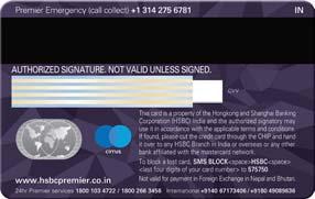 Reverse 6. Signature panel: For your protection, please sign on this signature panel immediately using a non-erasable ball point pen (preferably in black ink). 7.
