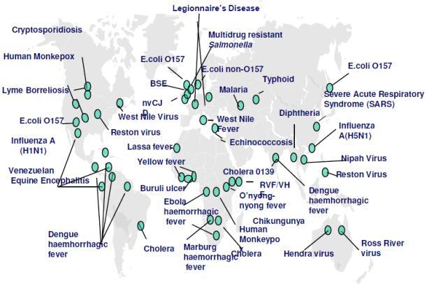 (Re-)emerging infectious diseases pose a considerable risk in many parts of the world Emerging and re-emerging infections, 1996-2009 David Heymann; http://www.johnsnowsociety.org/lectures/lecture2009.