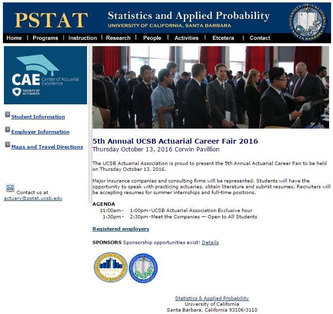 Actuarial Career Fair Website We highly recommend students within the Actuarial Science major check-out our Annual Career Fair on our website The event is open to; however paid Actuarial Association