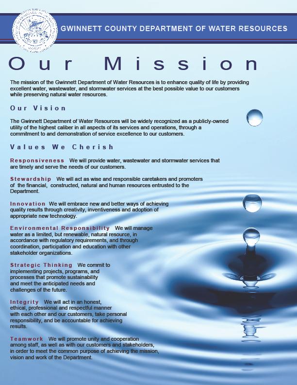 A Message from the Director The Department of Water Resources Strategic Business Plan defines the vision, mission,