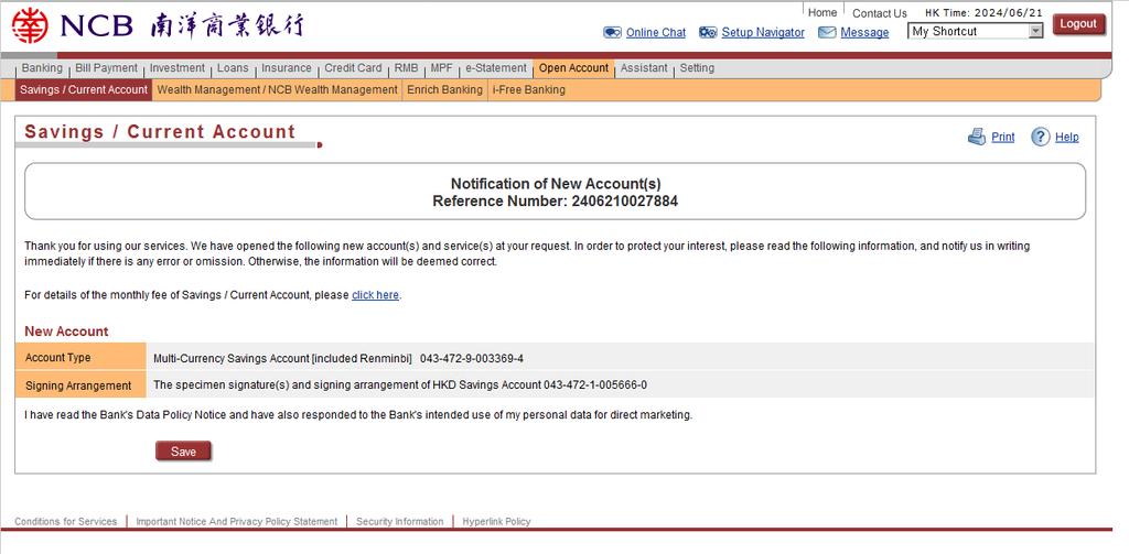 4. Application completed. C. Set up RMB Account as the securities settlement account 1.