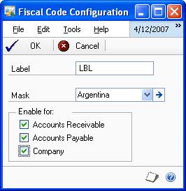CHAPTER 3 MAGNETIC FILE SETUP To set up the tax codes: 1. Open the Fiscal Code Configuration window.