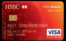 Please quote this number in all communication/correspondence with the Bank. 3. Your name: Only you are authorised to use your HSBC India Advance Platinum Debit Card.