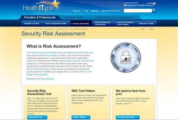 Security Rule Assessment Tool http://www.healthit.
