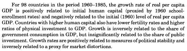Initial human capital (+) Initial level per capita GDP (-) Share