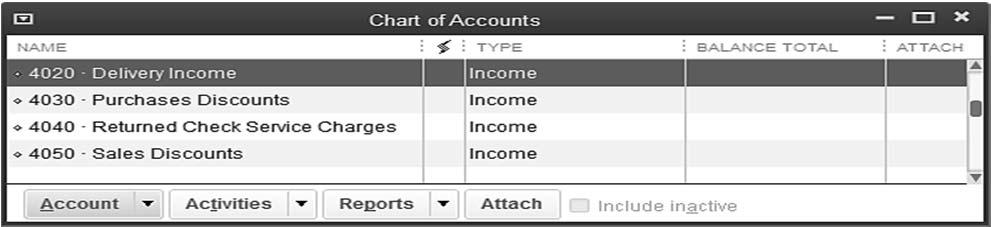 CHAPTER 7 GENERAL ACCOUNTING AND END-OF-PERIOD PROCEDURES 449 Do not close the Chart of Accounts MAKE AN ACCOUNT INACTIVE If you are not using an account and do not have plans to do so in the near