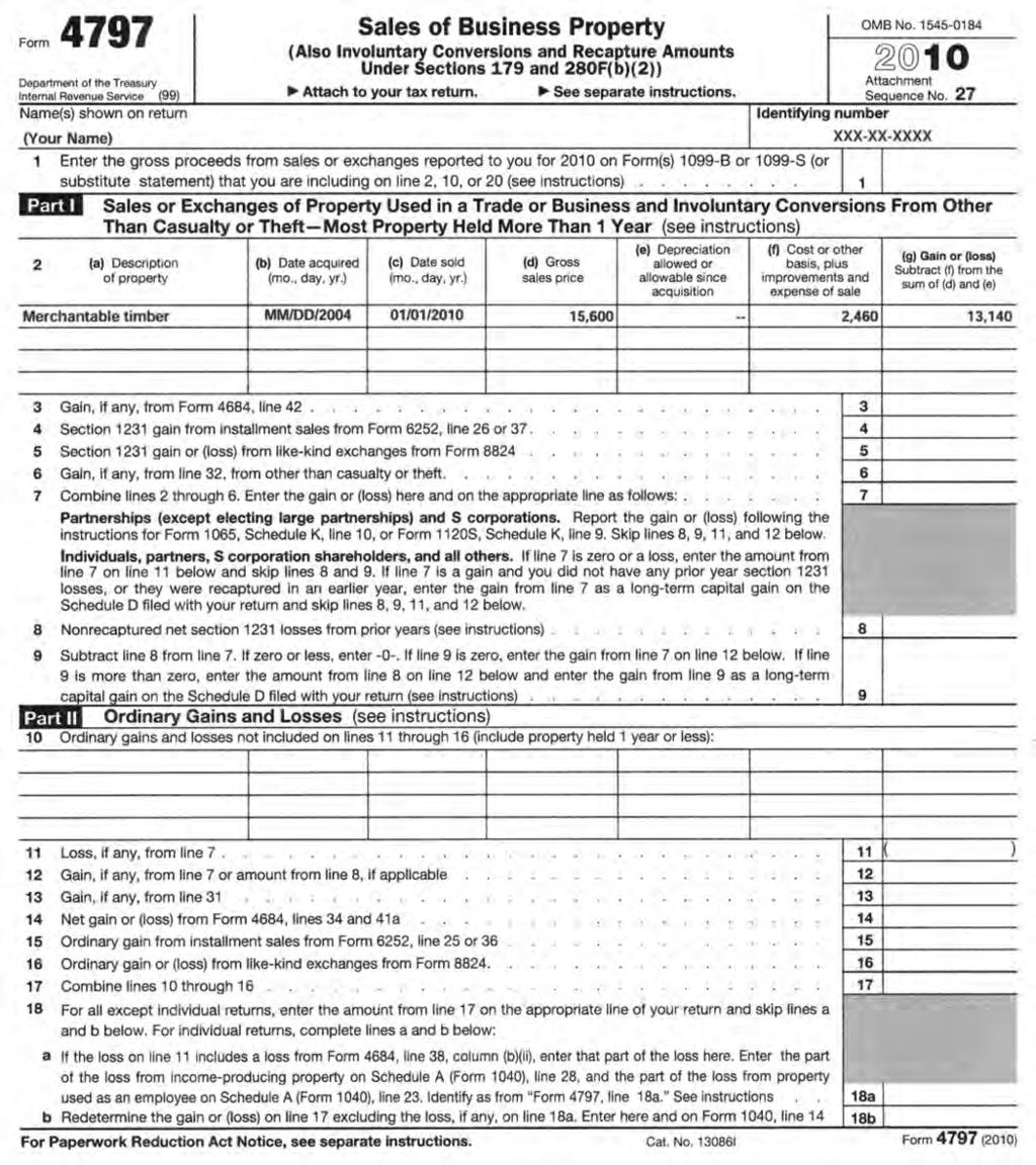 Figure 5.6. IRS Form 4797: Sales of Business Property.