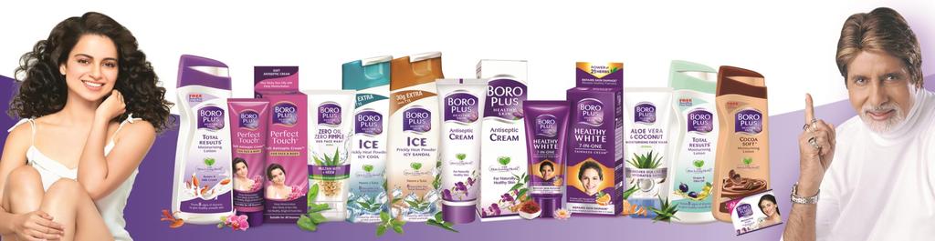BoroPlus Brand Snapshot Product Portfolio Penetration levels Endorsed by Most Trusted Brand 27% (Antiseptic Cream) 41% (Talcum Powder) 8% (Facewash) Amitabh Bachchan, Kangana Ranaut, Parineeti