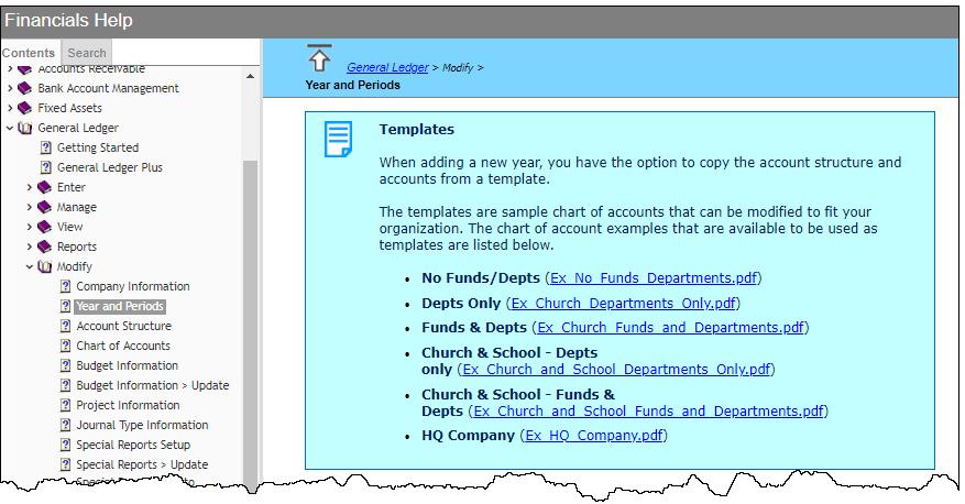 Several Other Styles in Help Files There are other configurations of Account Structures (Charts of Account) that can be imported as you begin a new year.